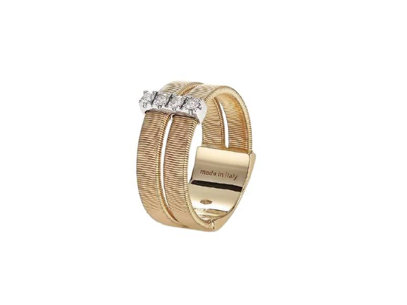 YELLOW GOLD RING WITH DIAMOND STUDDED PLAQUE, MEDIUM MODEL – MARCO BICEGO – MASAI - AG344 B YW